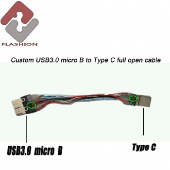 Custom USB3.0 micro B to Type C full open cable